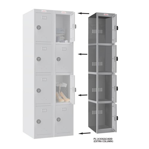 Phoenix PL1430 1 Column 4 Door Locker Add On Column Grey/Grey Combination Lock PL1430GGC/ADD