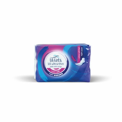 Lil-Lets Supersoft Sanitary Pads Ultra Thin with Wings Night (Pack of 24x10) 94LSPNT-CH