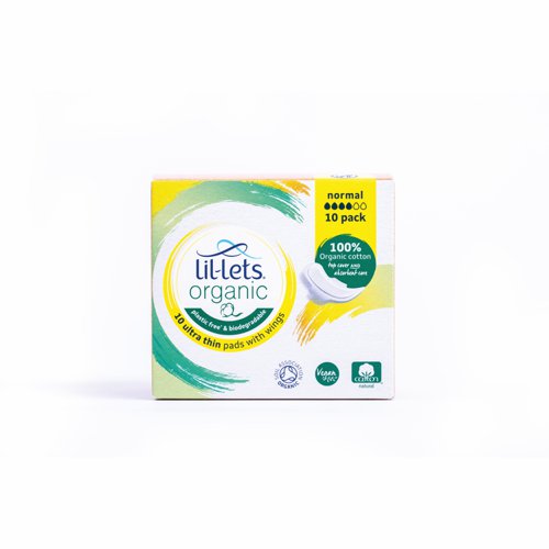 Lil-Lets Organic Sanitary Pads Ultra Thin with Wings Normal (Pack 24x10) 94ORGNO10