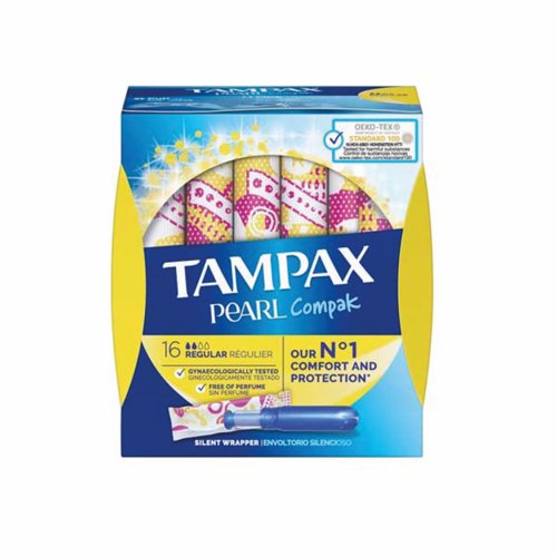 Tampax Compak Pearl Applicator Tampons Regular (Pack 4x16) C006298
