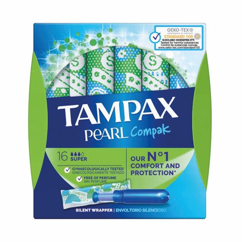 Tampax Compak Pearl Applicator Tampons Super (Pack 4x16) C006299