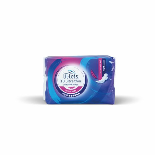 Lil-Lets Supersoft Sanitary Pads Ultra Thin with Wings Night (Pack of 24x10) + Dispenser 94LSPNT-CH