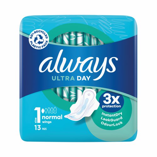 Always Ultra Day Sanitary Pads With Wings Normal Size 1 (Pack 16x13) C005790