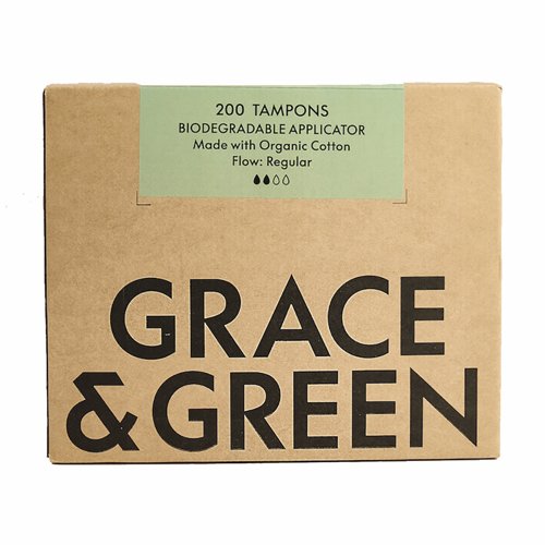 Grace & Green Organic Cotton Applicator Tampons Regular (Bulk Pack 200) GGOTARBULK16