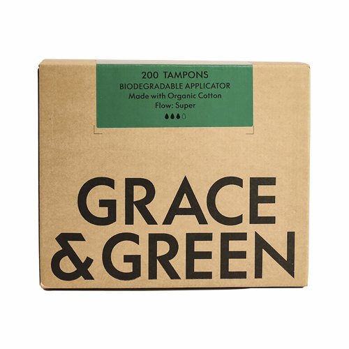 Grace & Green Organic Cotton Applicator Tampons Super (Bulk Pack 200) GGOTASBULK17