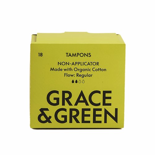Grace & Green Organic Cotton Non Applicator Tampons Regular (Pack 18) GG0TR001