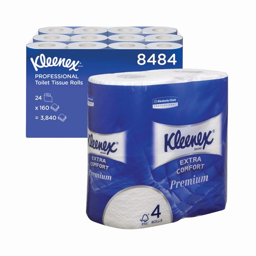 KLEENEX PREMIUM Roll Toilet Tissue Rolls 4-Ply White (Pack 24) 8484