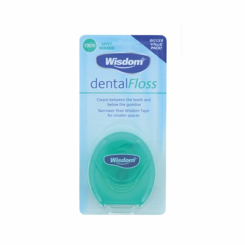 Wisdom Dental Floss Waxed Mint 100m (Pack 12) TOWIS043