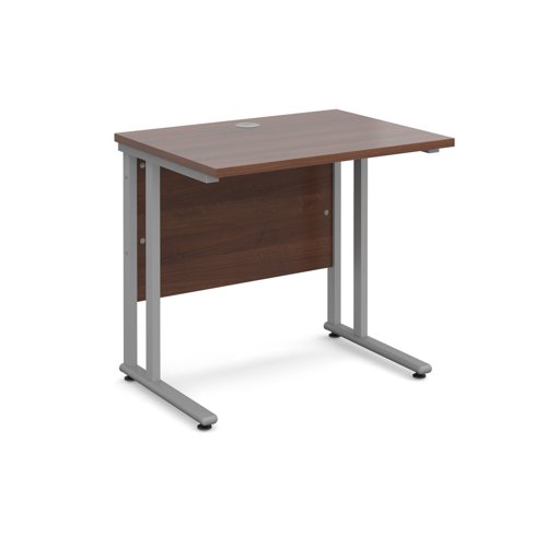 Maestro 25SL Rectangular Desk 800x600x725mm Silver Frame/Walnut Top MC608SW