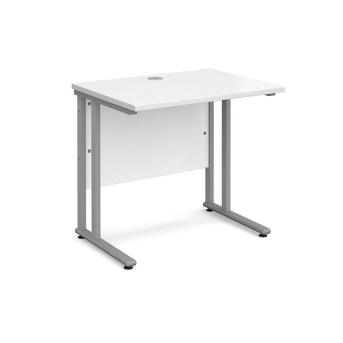 Maestro 25SL Rectangular Desk 800x600x725mm Silver Frame/White Top MC608SWH