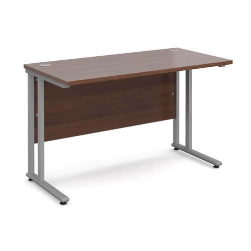 Maestro 25SL Rectangular Desk 1200x600x725mm Silver Frame/Walnut Top MC612SW
