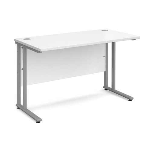 Maestro 25SL Rectangular Desk 1200x600x725mm Silver Frame/White Top MC612SWH