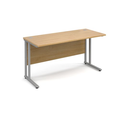 Maestro 25SL Rectangular Desk 1400x600x725mm Silver Frame/Oak Top MC614SO