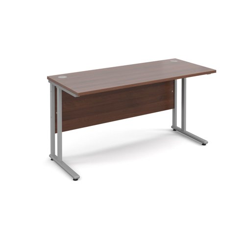 Maestro 25SL Rectangular Desk 1400x600x725mm Silver Frame/Walnut Top MC614SW