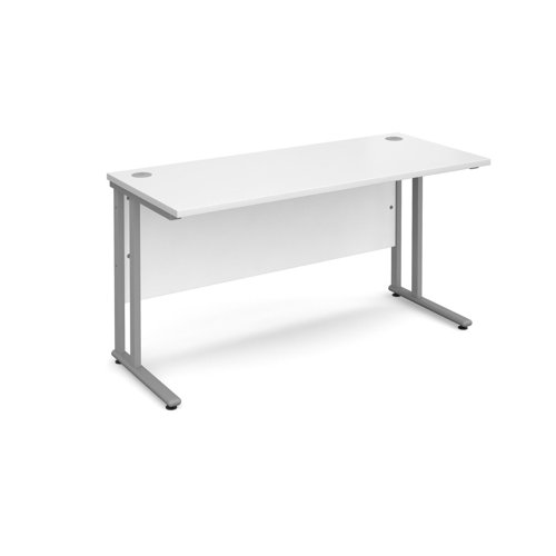 Maestro 25SL Rectangular Desk 1400x600x725mm Silver Frame/White Top MC614SWH