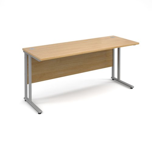 Maestro 25SL Rectangular Desk 1600x600x725mm Silver Frame/Oak Top MC616SO