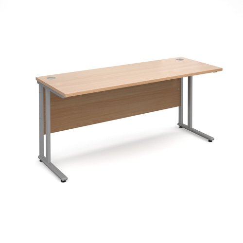 Maestro 25SL Rectangular Desk 1600x600x725mm Silver Frame/Beech Top MC616SB
