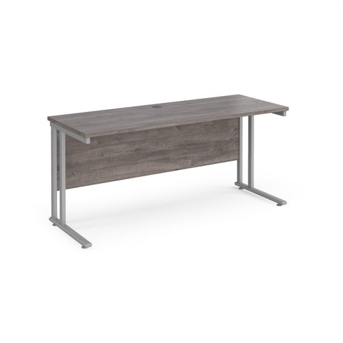 Maestro 25SL Rectangular Desk 1600x600x725mm Silver Frame/Grey Oak Top MC616SGO