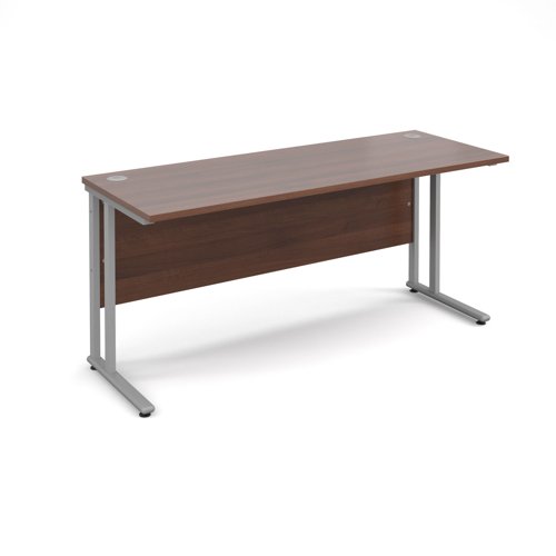Maestro 25SL Rectangular Desk 1600x600x725mm Silver Frame/Walnut Top MC616SW