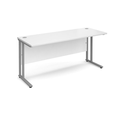 Maestro 25SL Rectangular Desk 1600x600x725mm Silver Frame/White Top MC616SWH