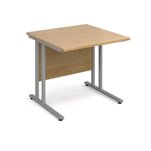 Maestro 25SL Rectangular Desk 800x800x725mm Silver Frame/Oak Top MC8SO