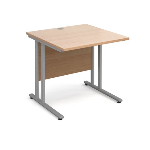 Maestro 25SL Rectangular Desk 800x800x725mm Silver Frame/Beech Top MC8SB