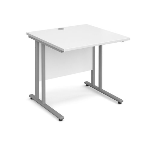 Maestro 25SL Rectangular Desk 800x800x725mm Silver Frame/White Top MC8SWH