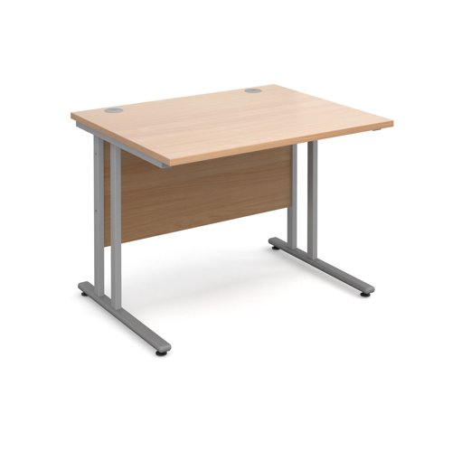 Maestro 25SL Rectangular Desk 1000x800x725mm Silver Frame/Beech Top MC10SB