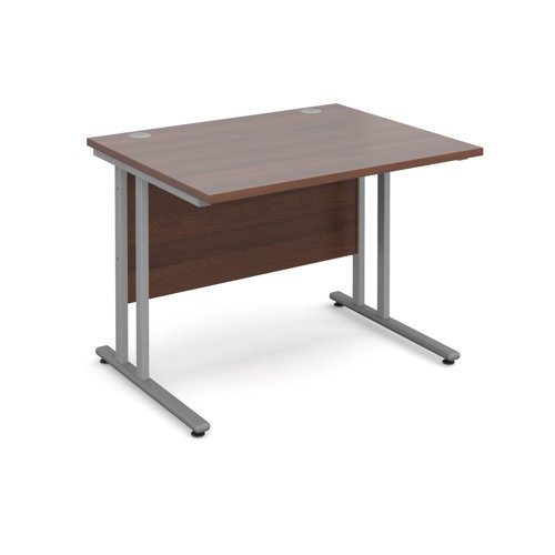 Maestro 25SL Rectangular Desk 1000x800x725mm Silver Frame/Walnut Top MC10SW