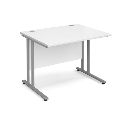 Maestro 25SL Rectangular Desk 1000x800x725mm Silver Frame/White Top MC10SWH