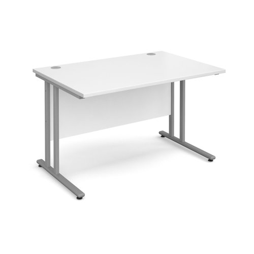Maestro 25SL Rectangular Desk 1200x800x725mm Silver Frame/White Top MC12SWH
