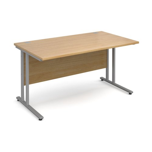 Maestro 25SL Rectangular Desk 1400x800x725mm Silver Frame/Oak Top MC14SO