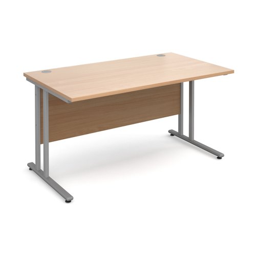 Maestro 25SL Rectangular Desk 1400x800x725mm Silver Frame/Beech Top MC14SB