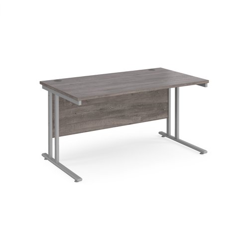 Maestro 25SL Rectangular Desk 1400x800x725mm Silver Frame/Grey Oak Top MC14SGO