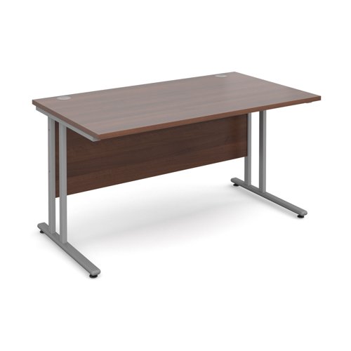 Maestro 25SL Rectangular Desk 1400x800x725mm Silver Frame/Walnut Top MC14SW