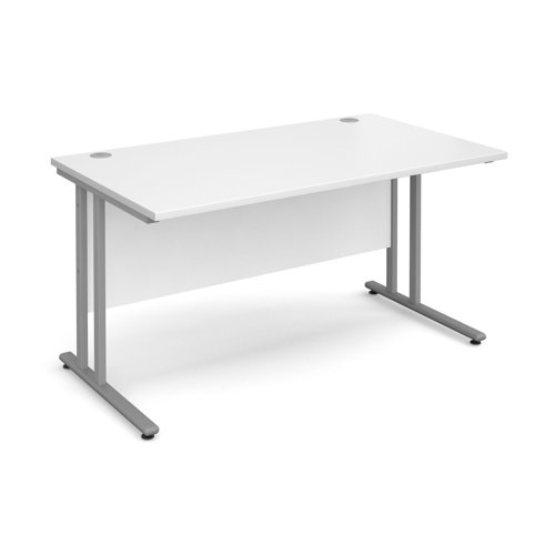 Maestro 25SL Rectangular Desk 1400x800x725mm Silver Frame/White Top MC14SWH