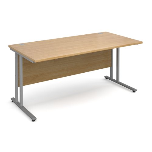 Maestro 25SL Rectangular Desk 1600x800x725mm Silver Frame/Oak Top MC16SO