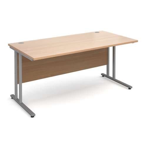 Maestro 25SL Rectangular Desk 1600x800x725mm Silver Frame/Beech Top MC16SB