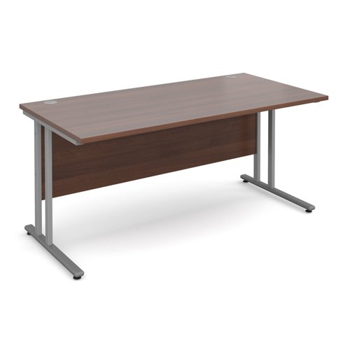 Maestro 25SL Rectangular Desk 1600x800x725mm Silver Frame/Walnut Top MC16SW