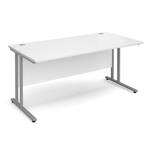 Maestro 25SL Rectangular Desk 1600x800x725mm Silver Frame/White Top MC16SWH