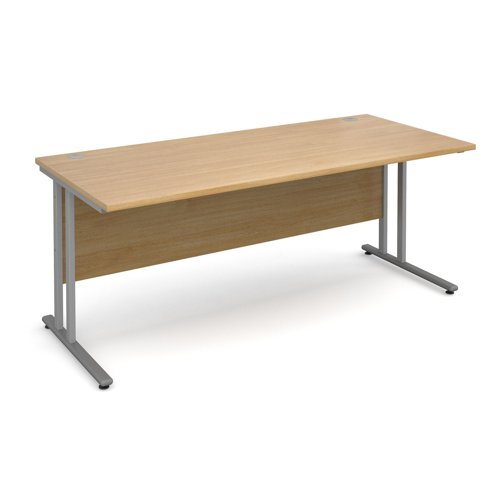 Maestro 25SL Rectangular Desk 1800x800x725mm Silver Frame/Oak Top MC18SO