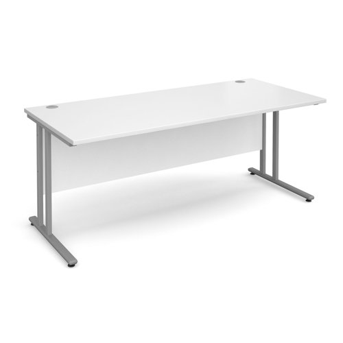 Maestro 25SL Rectangular Desk 1800x800x725mm Silver Frame/White Top MC18SWH