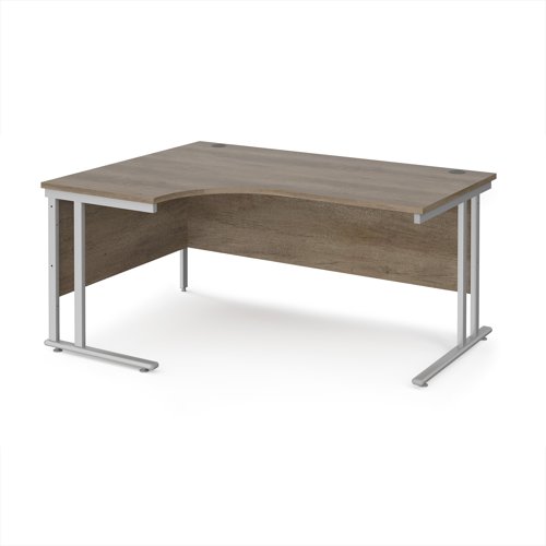 Maestro 25SL Ergonomic Desk Left Hand 1600x800x725mm Silver Frame/Grey Nebraska Oak Top MC16ELSNO