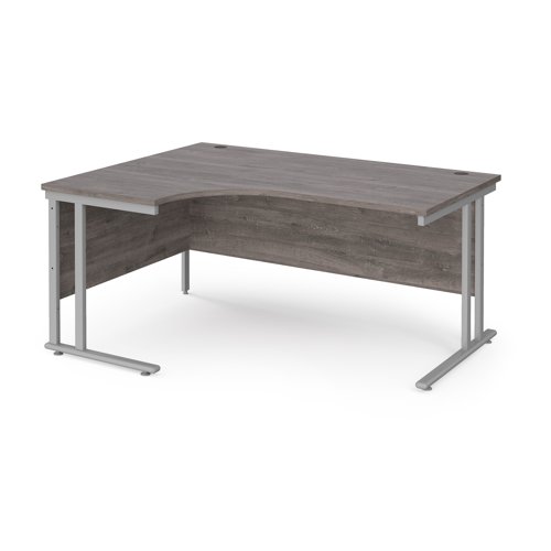 Maestro 25SL Ergonomic Desk Left Hand 1600x800x725mm Silver Frame/Grey Oak Top MC16ELSGO