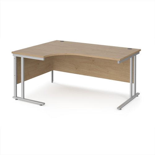 Maestro 25SL Ergonomic Desk Left Hand 1600x800x725mm Silver Frame/Kendal Oak Top MC16ELSKO