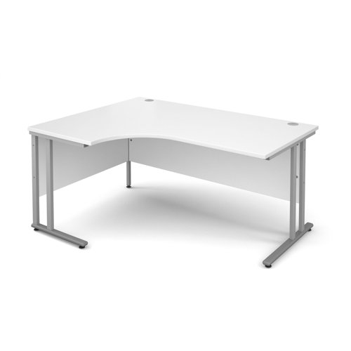 Maestro 25SL Ergonomic Desk Left Hand 1600x800x725mm Silver Frame/White Top MC16ELSWH