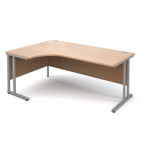 Maestro 25SL Ergonomic Desk Left Hand 1800x800x725mm Silver Frame/Beech Top MC18ELSB