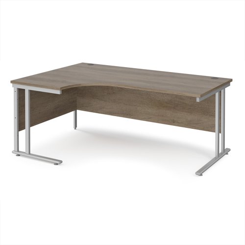 Maestro 25SL Ergonomic Desk Left Hand 1800x800x725mm Silver Frame/Grey Nebraska Oak Top MC18ELSNO