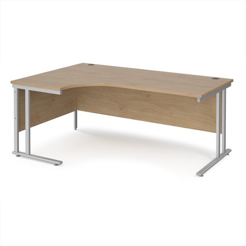 Maestro 25SL Ergonomic Desk Left Hand 1800x800x725mm Silver Frame/Kendal Oak Top MC18ELSKO