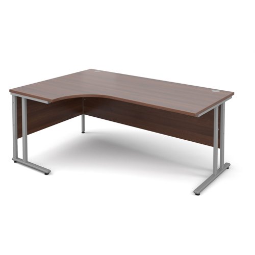 Maestro 25SL Ergonomic Desk Left Hand 1800x800x725mm Silver Frame/Walnut Top MC18ELSW